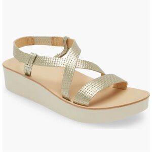 OluKai Metallic Gold Platform Sandals